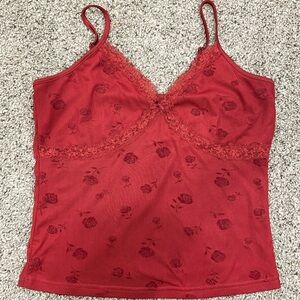 Red Floral Lace Camisole